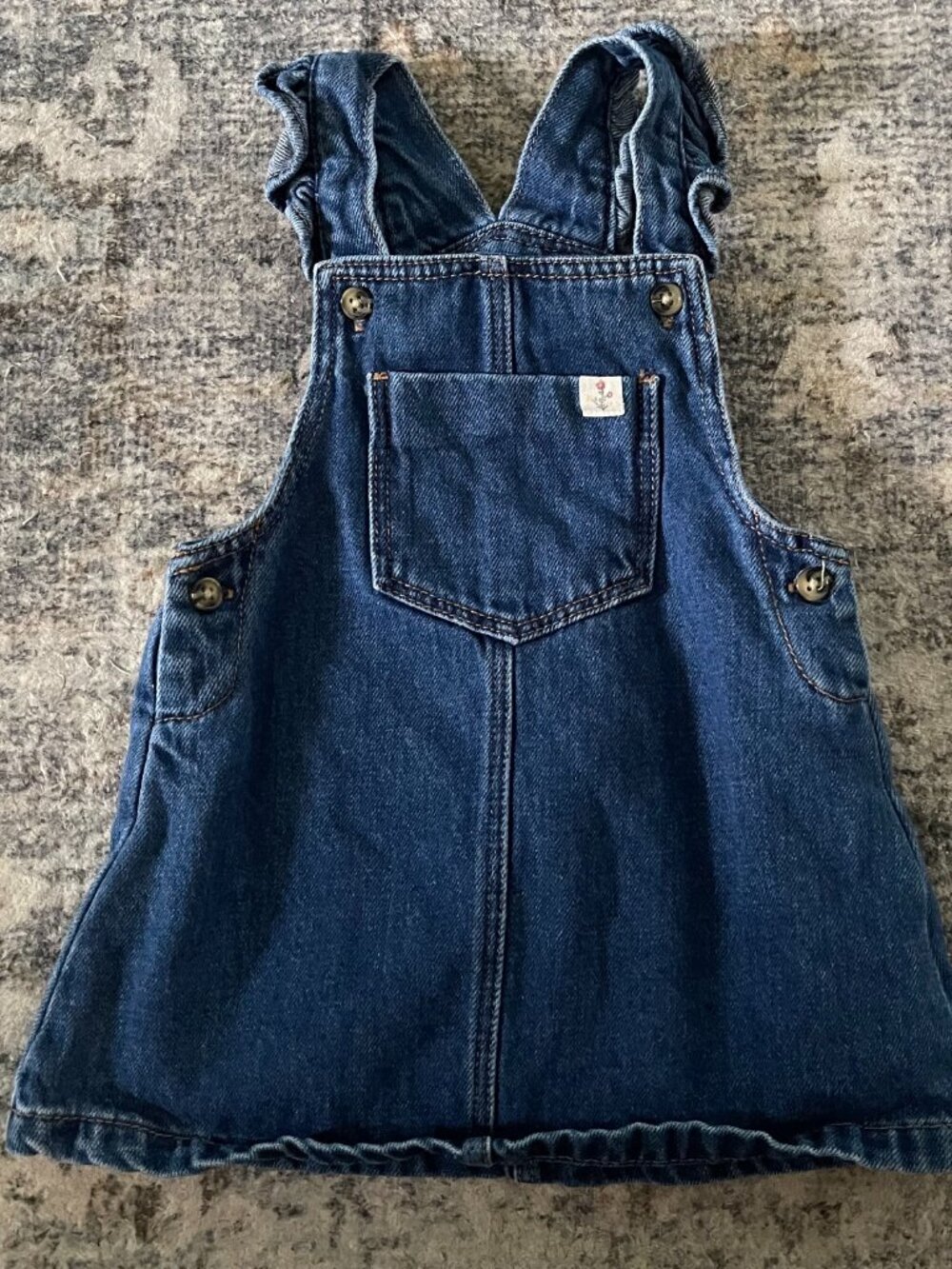 Zara 9-12 Months CM 80 Blue Denim Jumper Overall Dress Baby Girl